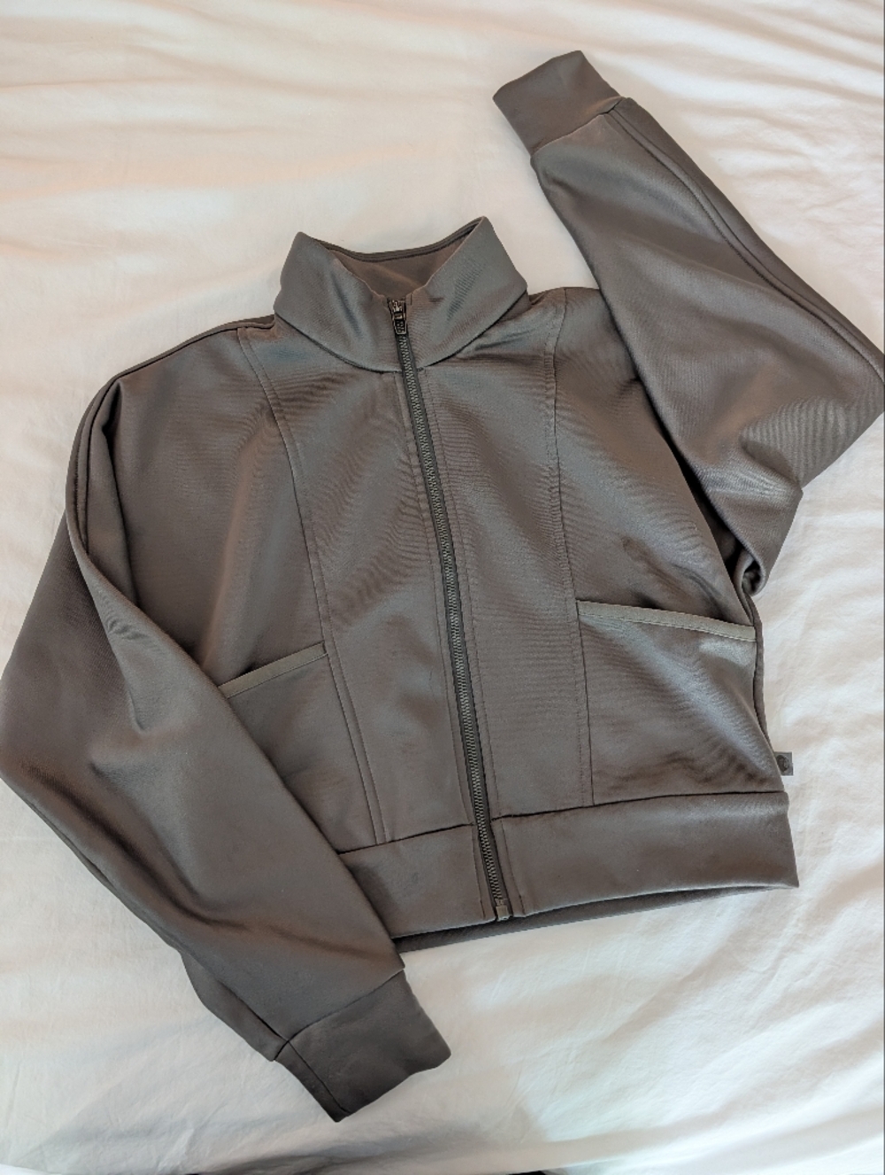 Lululemon Lab Women's Fleece Track Jacket - Gray Silver - Size 2